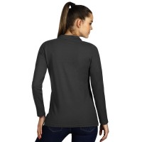 LINDA, women's long sleeve polo shirt, 200 g/m2, dark gray