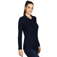 LINDA, women's long sleeve polo shirt, 200 g/m2, blue