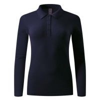 LINDA, women's long sleeve polo shirt, 200 g/m2, blue