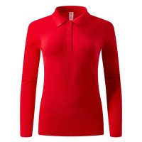 LINDA, women's long sleeve polo shirt, 200 g/m2, red