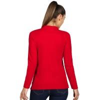 LINDA, women's long sleeve polo shirt, 200 g/m2, red