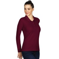 LINDA, women's long sleeve polo shirt, 200 g/m2, burgundy