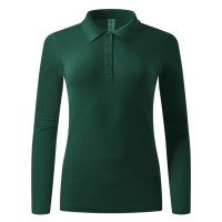 LINDA, women's long sleeve polo shirt, 200 g/m2, green