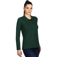 LINDA, women's long sleeve polo shirt, 200 g/m2, green