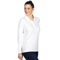 LINDA, women's long sleeve polo shirt, 200 g/m2, white