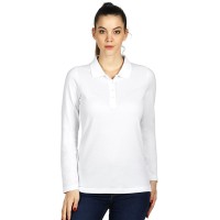 LINDA, women's long sleeve polo shirt, 200 g/m2, white