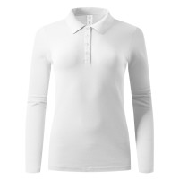 LINDA, women's long sleeve polo shirt, 200 g/m2, white