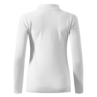 LINDA, women's long sleeve polo shirt, 200 g/m2, white