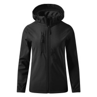 PROTECT WOMEN, women's softshell jacket with detachable hood, black