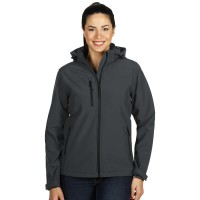 PROTECT WOMEN, women's softshell jacket with detachable hood, dark gray