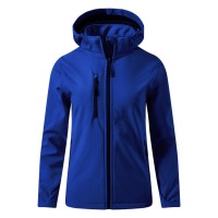 PROTECT WOMEN, women's softshell jacket with detachable hood, royal blue