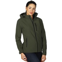 PROTECT WOMEN, women's softshell jacket with detachable hood, olive