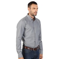 OXFORD LSL MEN, men's long sleeve shirt, regular fit, gray