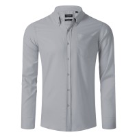OXFORD LSL MEN, men's long sleeve shirt, regular fit, gray