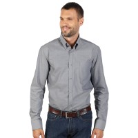 OXFORD LSL MEN, men's long sleeve shirt, regular fit, gray