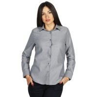 OXFORD LSL WOMEN, women's long sleeve shirt, classic adjusted fit, gray