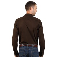 CLUB LSL MEN, men's long sleeve shirt, slim fit, brown