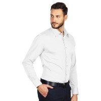 CLUB LSL MEN, men's long sleeve shirt, slim fit, white