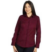 CLUB LSL WOMEN, women's long sleeve shirt, slim fit, burgundy