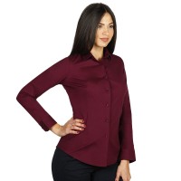 CLUB LSL WOMEN, women's long sleeve shirt, slim fit, burgundy