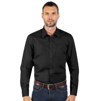 COMFORT LSL MEN, men’s long sleeve cotton shirt, black