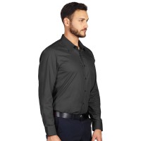 COMFORT LSL MEN, men’s long sleeve cotton shirt, dark gray