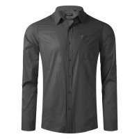 COMFORT LSL MEN, men’s long sleeve cotton shirt, dark gray