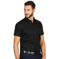 CLUB SSL MEN, mens short sleeve shirt, slim fit, black