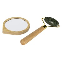 DERMA, face roller and mirror set, 2/1, beige