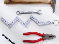 RULER, key holder with foldable ruler, 0.5 m, white