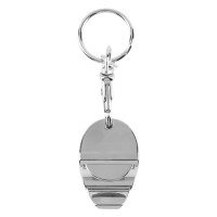 BASTION, key holder with bottle opener and shopping cart token, shiny metal