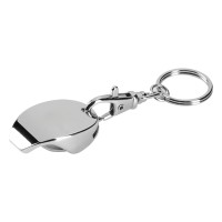 BASTION, key holder with bottle opener and shopping cart token, shiny metal