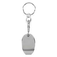 BASTION, key holder with bottle opener and shopping cart token, shiny metal