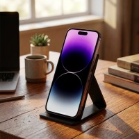 MAXWELL, magnetic foldable mobile phone holder and wireless charger, 15w, black