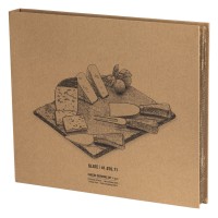 SLATE, slate stone serving platter and cheese knives with wooden handles, 4/1, beige