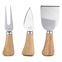 SLATE, slate stone serving platter and cheese knives with wooden handles, 4/1, beige