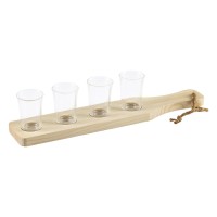 FIESTA, wooden board and glasses in a set, 5/1, beige