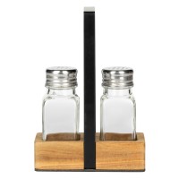 GARLIC, salt and pepper set, brown