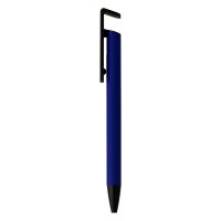 HALTER METAL, metal ball pen with mobile phone holder, royal blue