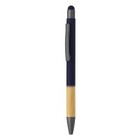 TITANIUM TOUCH BAMBOO, metal "touch" ball pen, blue