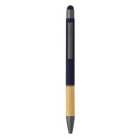 TITANIUM TOUCH BAMBOO, metal "touch" ball pen, blue