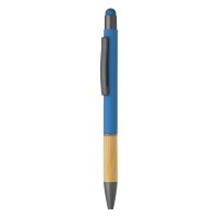 TITANIUM TOUCH BAMBOO, metal "touch" ball pen, azure