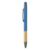 TITANIUM TOUCH BAMBOO, metal "touch" ball pen, azure