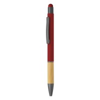 TITANIUM TOUCH BAMBOO, metal "touch" ball pen, red