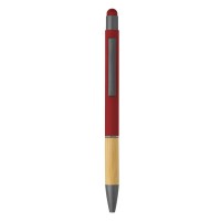 TITANIUM TOUCH BAMBOO, metal "touch" ball pen, red