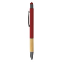 TITANIUM TOUCH BAMBOO, metal "touch" ball pen, red