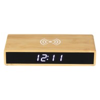 CORNER, lcd clock with wireless charger, 15w, beige