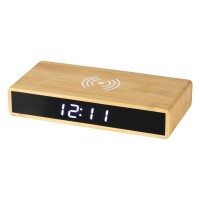 CORNER, lcd clock with wireless charger, 15w, beige