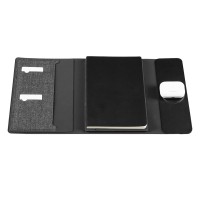 FULTON 3IN1, magnetic, portfolio case with a5 notebook, power bank 5.000 mah, wireless charger for three devices in a gift box, dark gray