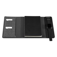 FULTON 3IN1, magnetic, portfolio case with a5 notebook, power bank 5.000 mah, wireless charger for three devices in a gift box, dark gray